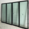 2-Kit Portas Vidros 4 Folhas P Sacada-5a Kit de Porta de Sacada em Vidro Verde com Alumínio Preto - 4 Folhas