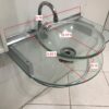 Bancada Lavabo-Banheiro 70 X 45,5 - 977 - Cris-metal - 3 Kit Bancada de Vidro Incolor com Cuba e Torneira para Banheiro/Lavabo