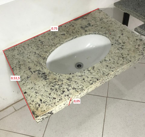 Bancadas Granito Fortaleza Lavatorio 1b4 Bancada em Granito Fortaleza para Lavatório com Cuba e Válvula