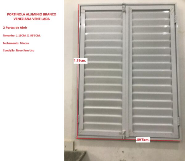 Portinhola em Alumínio Branco Veneziana Ventilada (2 Portas)