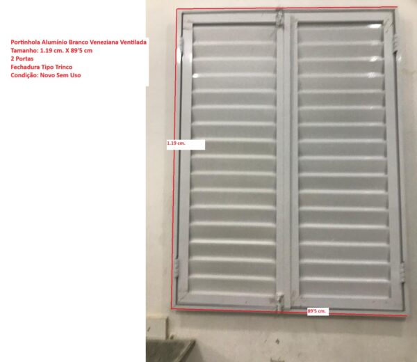 Portinhola em Alumínio Branco Veneziana Ventilada (2 Portas)