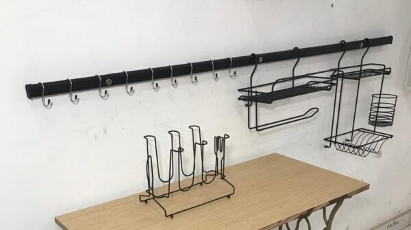 1- Kit Aramado de Cozinha Premium Preto Fosco com Barra e