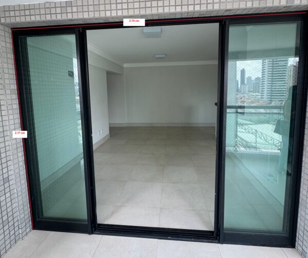 Kit Porta de Vidro Temperado Verde e Alumínio Preto