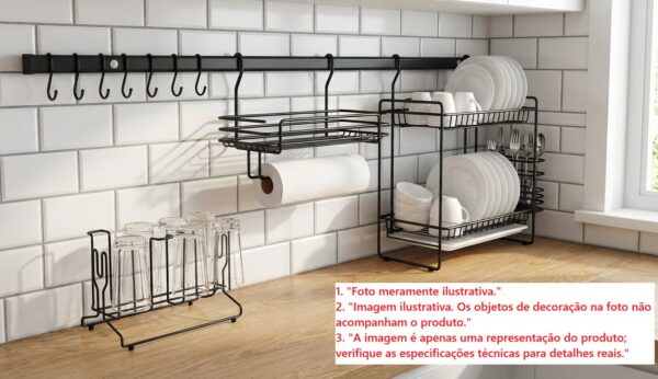 Imagem IA-1 - Copia Kit Aramado de Cozinha Premium Preto Fosco com Barra e