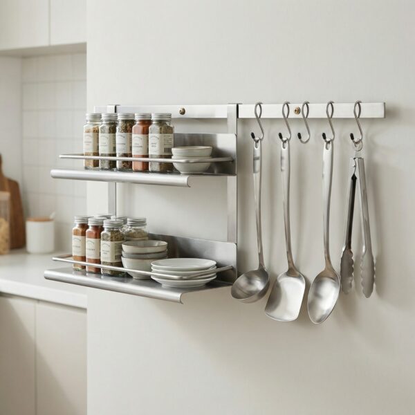 Imagem IA_1 Kit Organizador de Cozinha em Aço Inox Escovado